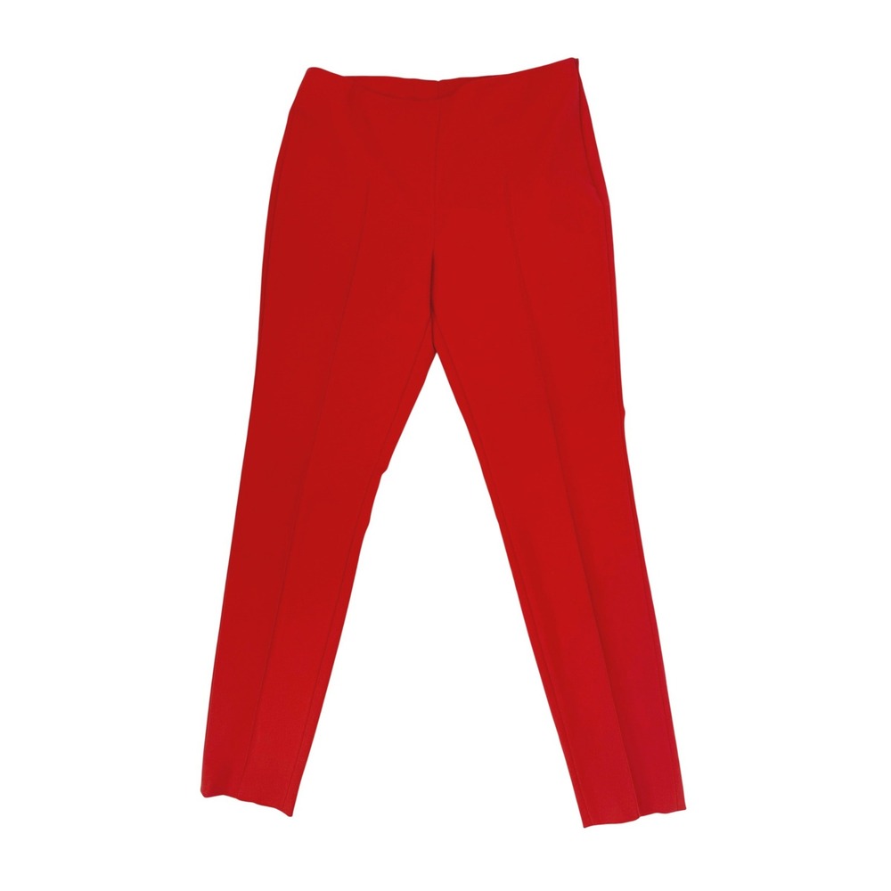 Akris Melissa Trousers Womens 6 Red New Slim Leg Stitched Crease Luxury Pants